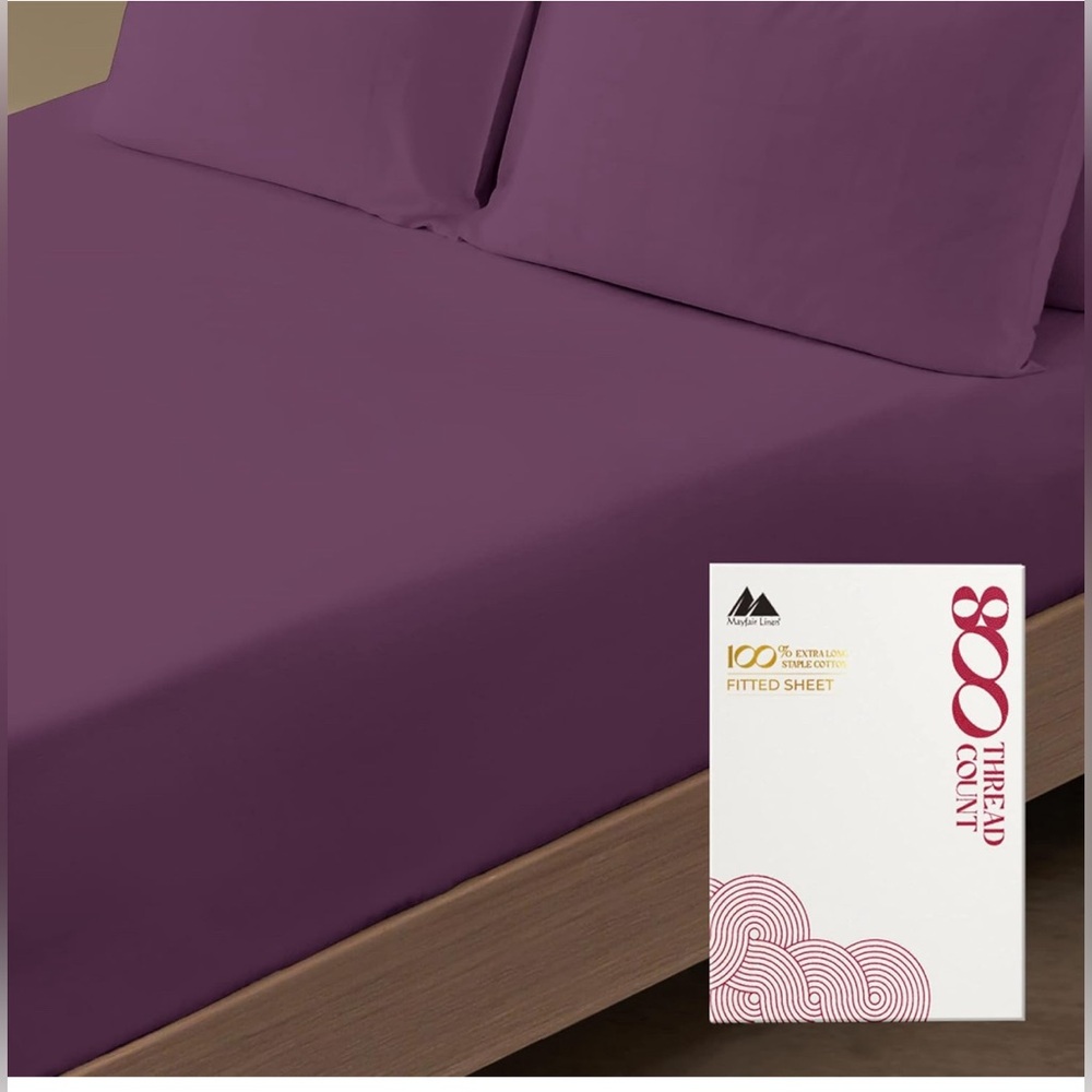 Mayfair Linen 100% Egyptian Cotton twin Fitted Sheet Only - 800 Thread Count 16"